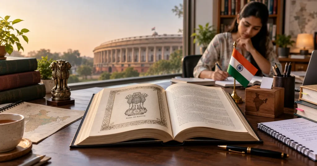 Indian Polity by M Laxmikanth book summary with Indian Constitution and civil services study setting